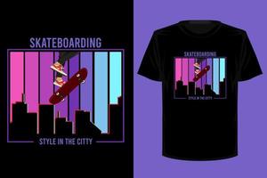 Skateboard-Stil im Retro-Vintage-T-Shirt-Design der Stadt vektor