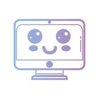 Linie Kawaii niedlich glücklich Bildschirm Monitor vektor