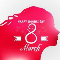 glad kvinnodagen gratulationskort med kvinnligt ansikte vektor