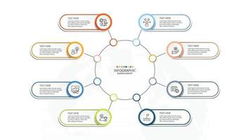 Basiskreis-Infografik-Vorlage mit 8 Schritten, Prozess oder Optionen, Prozessdiagramm. vektor