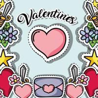 Patches Design mit Valentinstag Symbol der Liebe vektor