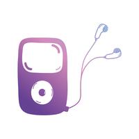 line mp3-spelare för att lyssna på musik med hörlurar vektor