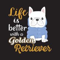 golden retriever-t-shirt-design. Hunde-T-Shirt-Vektor. vektor