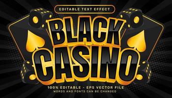editierbarer texteffekt - schwarzes casino 3d-stilkonzept mit münzenillustration vektor