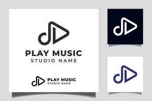 Play-Button-Icon-Vektor mit Puls-Musik-Player-Design für Logo-Vorlage für Multimedia-Musikstudios vektor