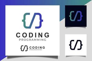 Code-Logo-Vorlage Farbverlauf-Design-Icon-Vektor zum Codieren und Programmieren von Logo-Design vektor