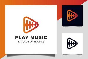 spela knapp ikon vektor med puls musikspelare design för multimedia musik studios logotyp mall