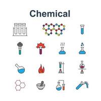 chemisches Icon-Set vollfarbiger editierbarer Vektor
