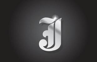 j Vintage graues Alphabet Buchstabe Logo Icon Design. kreative vorlage für unternehmen mit metallstil vektor