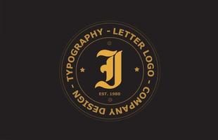 gelb braun i Vintage Alphabet Buchstaben Logo Icon Design. kreative vorlage für abzeichen und etikett vektor