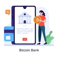 Bitcoin bank platt illustration är tillgänglig för premium användning vektor