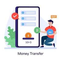 flache illustration der geldüberweisung, online-handels-app vektor