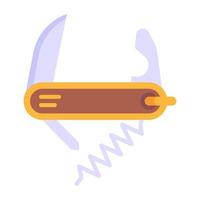 ett multifunktionellt verktyg, platt ikon för schweizisk kniv vektor