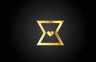 gold golden x liebe herz alphabet buchstabe logo symbol design. kreative Vorlage für Unternehmen oder Unternehmen vektor