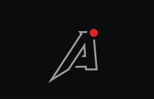 ein schwarz-weißes Alphabet-Buchstaben-Logo-Icon-Design mit rotem Punkt. kreative Vorlage für Unternehmen und Unternehmen vektor
