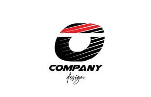 schwarzes und rotes o-Alphabet-Buchstaben-Logo-Symbol. kreatives Design für Unternehmen und Unternehmen mit geschnittenem, mutigem Stil vektor