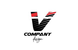 schwarzes und rotes v-Alphabet-Buchstaben-Logo-Symbol. kreatives Design für Unternehmen und Unternehmen mit geschnittenem, mutigem Stil vektor