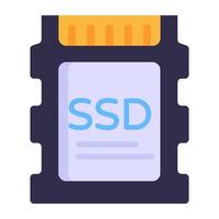 eine trendige flache ikone des ssd-speichers vektor