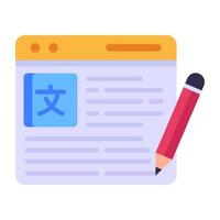online språkinlärning, platt ikon för översättningswebbplats vektor