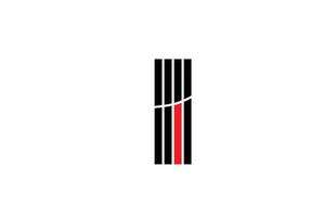röd linje i alfabetets bokstavslogotypikon. kreativ designmall för företag och företag i vitt och svart vektor