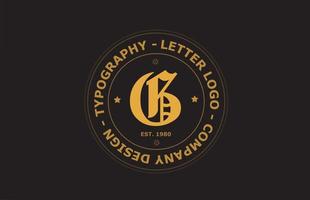 gelb braun g Vintage Alphabet Buchstaben Logo Icon Design. kreative vorlage für abzeichen und etikett vektor