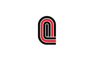 röd linje q alfabetets bokstavslogotypikon. kreativ designmall för företag och företag i vitt och svart vektor