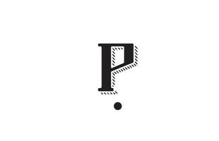 Schwarz-Weiß-p-Alphabet-Buchstaben-Symbol-Logo-Design. kreative vorlage für unternehmen oder unternehmen vektor