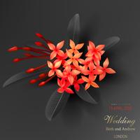 Tropische Schwarzblätter und exotische rote Blume vektor