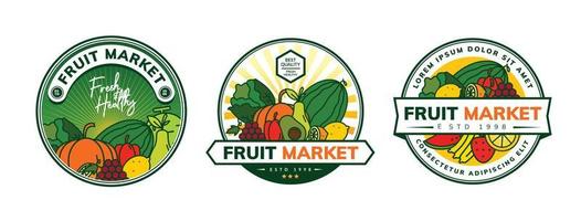 grönsaker och frukt logotyp set design vektor