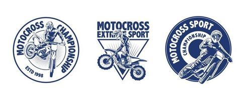 motorcross logotyp set design vektor