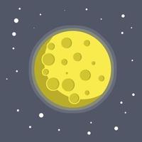 månen på stjärnhimlen. jordens astronomiska satellit. vektor