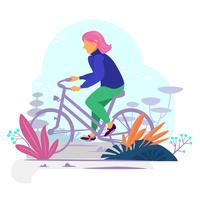 Cykel Ridning tjej i en djärv modern stil vektor