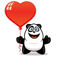 Panda som håller hjärtans ballong vektor