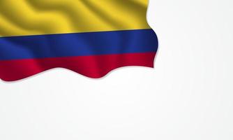 colombia flagga viftande illustration med kopia utrymme på isolerad bakgrund vektor