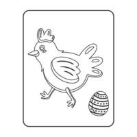 skriva ut färgläggning av kycklingägg enligt målarbok för barn, påsk tecknad vektorillustration utskrivbar för barn. vektor