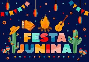 festa junina -kort, traditionell brasiliansk junifestival. vektor