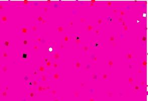 hellviolette, rosafarbene Vektorvorlage mit Kristallen, Kreisen, Quadraten. vektor