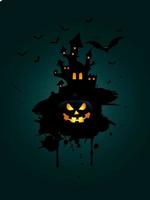 halloween bakgrund med pumpor spöklik slott landskap design vektor