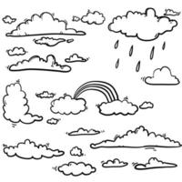 handgezeichnetes Gekritzel einzigartige Wolkenillustration im Cartoon-Stil-Vektor vektor