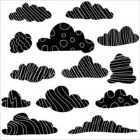 handgezeichnetes Gekritzel einzigartige Wolkenillustration im Cartoon-Stil-Vektor