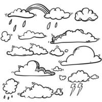 handgezeichnetes Gekritzel einzigartige Wolkenillustration im Cartoon-Stil-Vektor