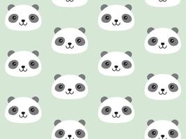 söt panda mönster i söt kawaii stil. vektor sömlös bakgrund i platt grafisk stil.