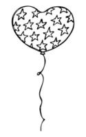 handritad flygande ballongillustration isolerad på en vit bakgrund. alla hjärtans dag ballong doodle. semester clipart. vektor