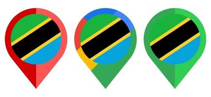 platt kartmarkör ikon med tanzania flagga isolerad på vit bakgrund vektor