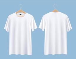 T-Shirt mit Kleiderbügel-Mockup-Illustrationen auf Vorder- und Rückseite vektor