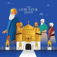 illustration des glücklichen gurpurab, guru nanak jayanti festival des sikh-feierhintergrundes vektor