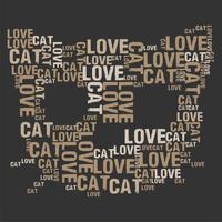 Cat love word cloud vektor illustration