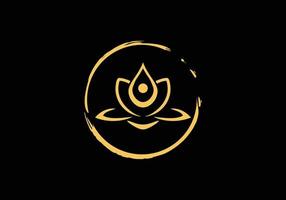 symbolis yoga symbol goldener kreis fokuszentrum mit lotus vektor