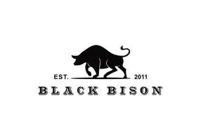 Bison-Silhouette mit Vintage-Typografie für Steak-Restaurant-Logo-Design vektor