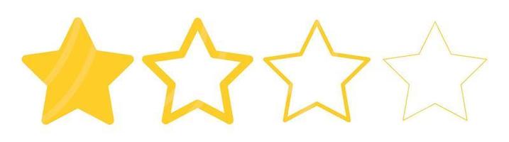 Modernes Icon Review für Starkunden-Produktbewertungen, Apps und Websites in unterschiedlichen Stärken. gelbes sternsymbol für die qualitätsbewertung isoliert auf weiß. Vektorzeichnung. vektor